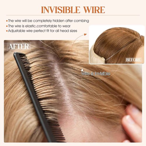 Halo Hair Extensions Real Human Hair, S-noilite Hair Halo Extensions for Women 22inch Medium Brown/Dark Blonde Halo Extensions Invisible Wire HairExtensions