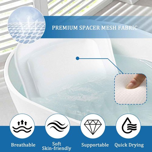 EMMTEEY Luxury Full Body Bath Pillow for Tub - Soft Bath Tub Pillows for Head and Neck Back & Lumbar Support, Non-Slip Bathtub Pillow for Relaxing Spa Gifts Bathtub Accessories