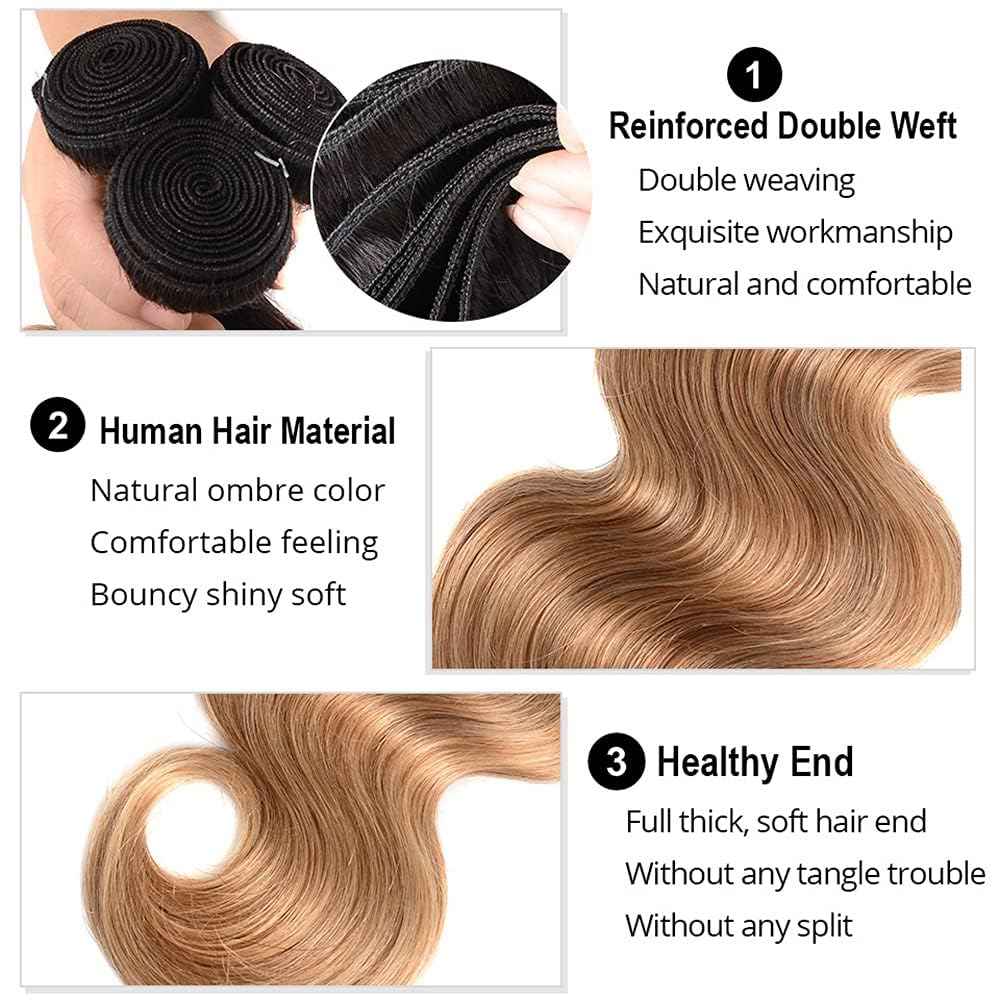 30 32 34 Inch 1B27 Bundles Human Hair Ombre Body Wave Bundle Human Hair Brazilian Unprocessed Virgin Hair 3 Bundles Color 27 Bundle Hair Extensions