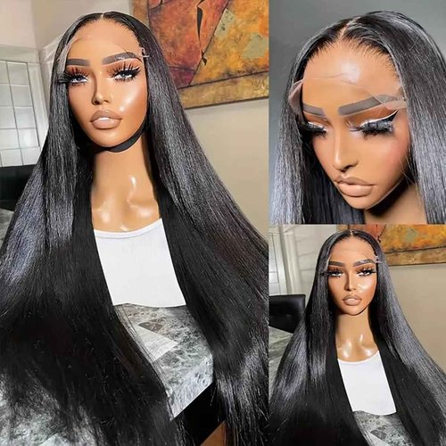 AUOU 30 Inch 13x6 Lace Front Wigs Human Hair 200 Density Straight HD Lace Front Wigs Human Hair Pre Plucked 13x6 Lace Frontal Straight Human Hair Wigs for Women Glueless Wigs Human Hair Natural Color