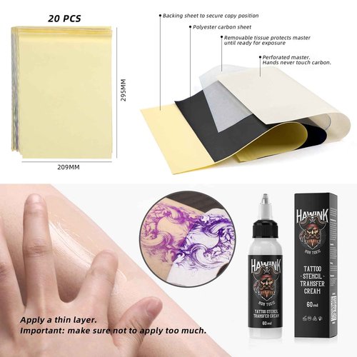 HAWINK Tattoo Stencil Printer Wireless Thermal Tattoo Printer with 20pcs Transfer Paper Transfer Cream 60g Compatible with Phone/Tablet/PC Tattoo Supplies for Tattoo Artists & Beginners T106ZKIT-US