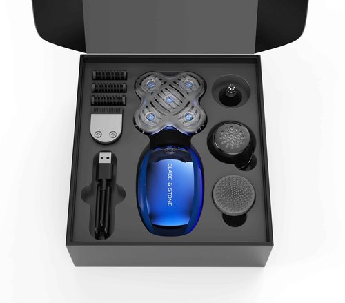 Blade & Stone® Head Shaver for Men HS505-BB | Diamond-S-Blade® | MIMO Net Technology for Superior Skin Comfort | 8500 RPM Durable Motor, USB-C Rechargeable - Big Blue