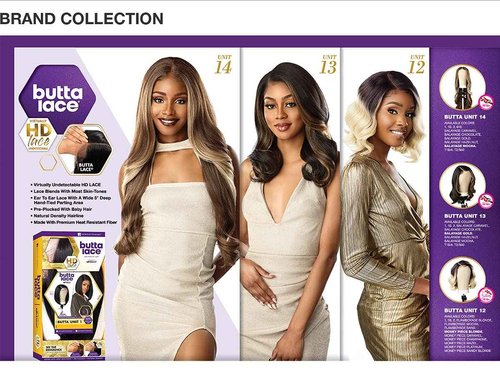Sensationnel Butta Lace Wigs - Unit 14 Extra Wide 5 Inch Deep Parting Synthetic Preplucked Hairline Glueless Lacefront (1B OFFBLACK)