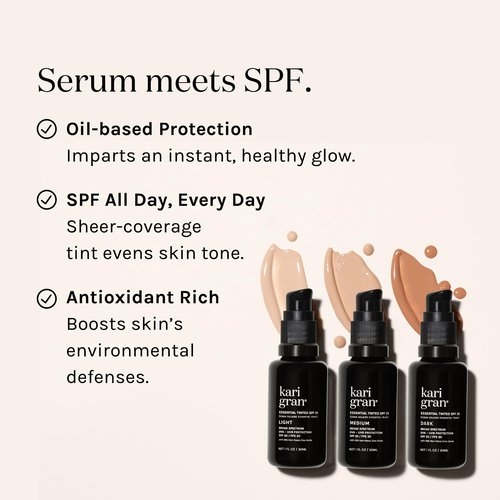Kari Gran Essential Tinted SPF, Anti-Aging Tinted Moisturizing Sunscreen