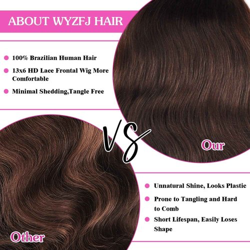 Chocolate Brown Lace Front Wig Human Hair 28 Inch Body Wave 13x6 HD Lace Frontal Wigs Human Hair Pre Plucked for Women