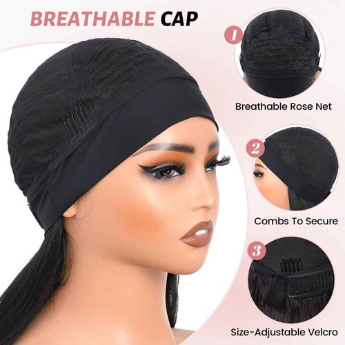 Emistar YAKI Body Wave Headband Wig Loose Curly Heabdand Wigs Glueless Synthetic Hair Natural Black Wigs for Black Women None Lace Front Wigs Headband Wigs 150% Density (Long)