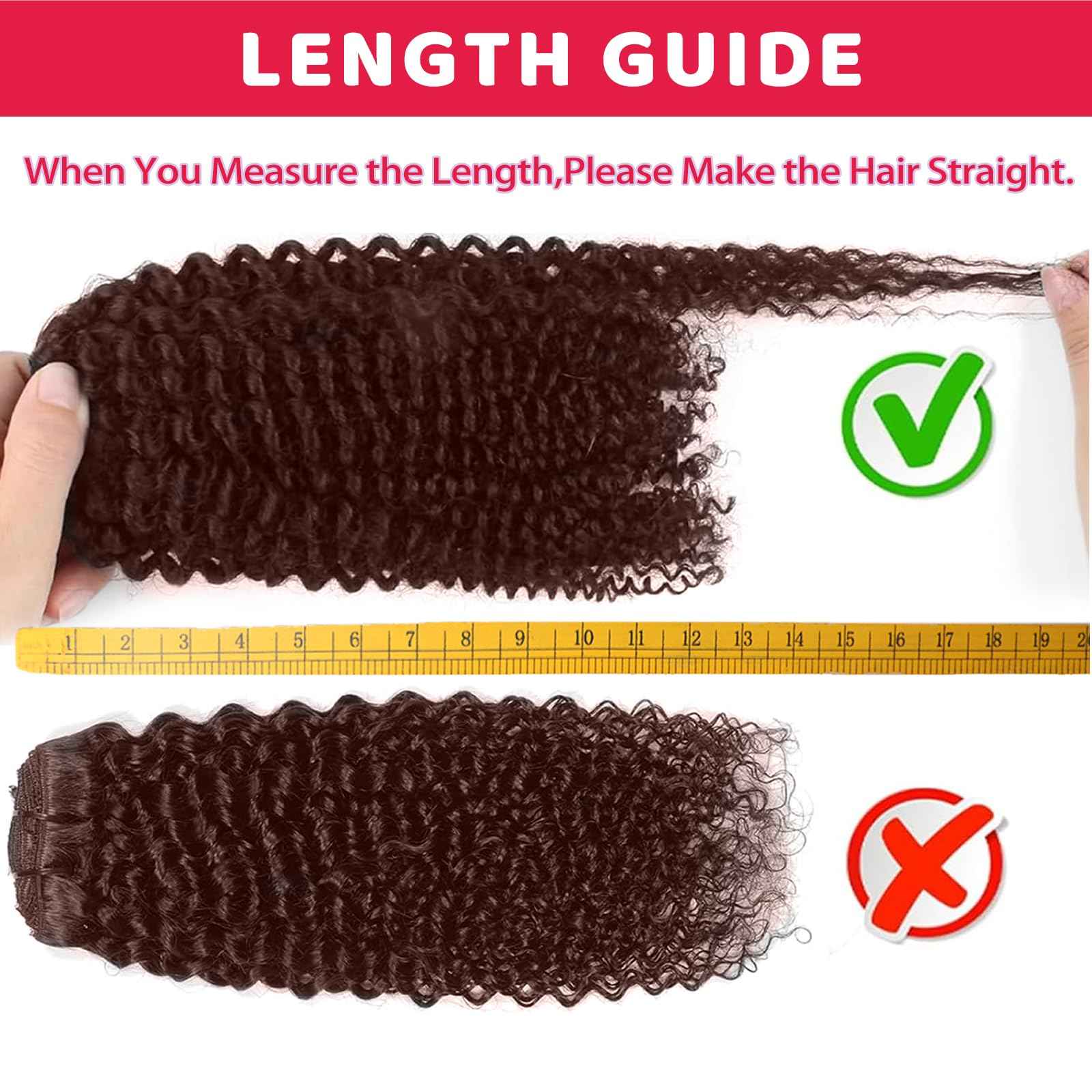 18 Inch Chocolate Brown Kinky Curly Clip Ins 110g 8pcs 3C 4A Curly Clip In Hair Extensions Real Human Hair Full Head for Women 100% Brazilian Remy Human Hair Extensions Natural Color with 20 Clips #4