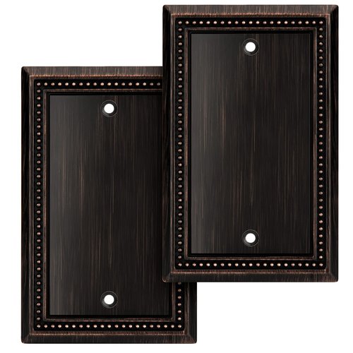 Henne Bery Sunken Pearls Heavy Duty Decorative Wall Plate Switch Plate Outlet Cover (Single Blank, 2 Pack, Aged Bronze)
