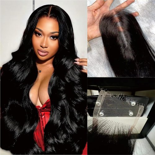 NIKISS 2x6 Skinlike Real HD Lace Closure Only, 0.095mm Ultra-thin Invisible HD Lace Pre Plucked Single Knot Natural Color Body Wave Human Hair Closure 22 Inch