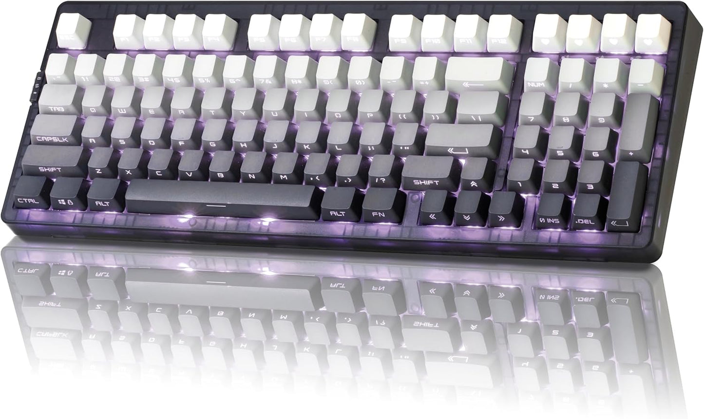 ZORNHER ZH980 Wireless Mechanical Gaming Keyboard,95% Green Hot-Swappable Custom Creamy Keyboard with Number Pad,Lighted Up PBT Dipped Keycaps,Pre-Lubed Linear Switches,RGB Backlit,2.4GHz/USB-C/BT5.0