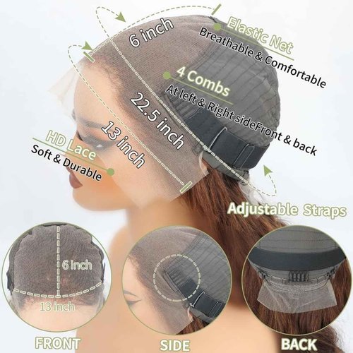 HC 22inch Chocolate Brown Lace Front Wig 13x6 HD Body Wave Human Hair Brown Human Hair Wig 200% Density Pre Plucked Glueless Brown Wig human hair for Women（22inch）