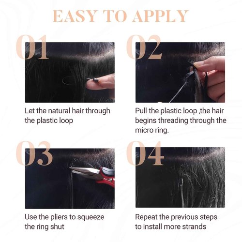 MAXITA Microlink Hair Extensions Human Hair Balayage Dark Brown Mixed Chestnut Brown Micro Bead Hair Extensions Virgin Human Hair, 50g/50 Strands/Pack, 24 In