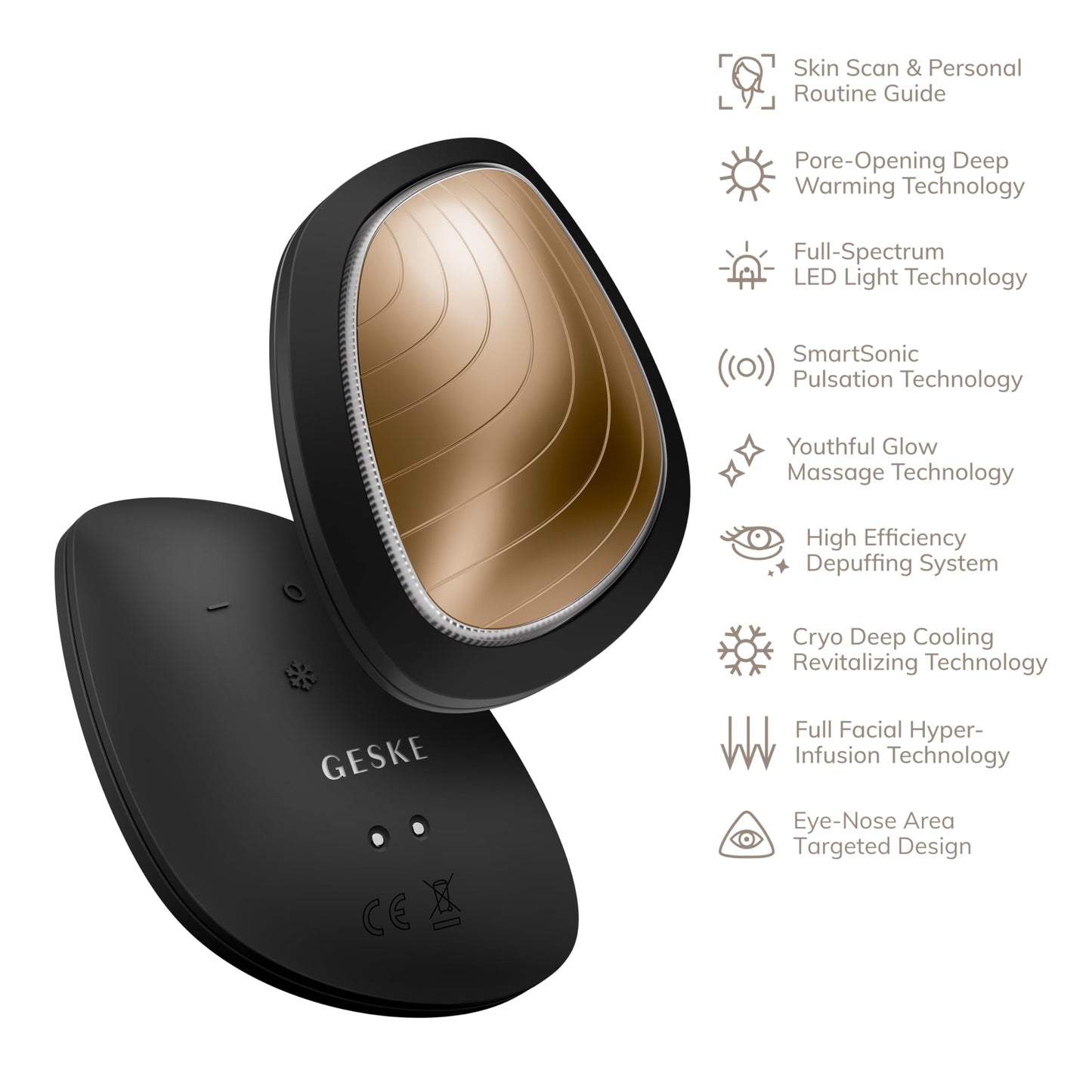 GESKE SmartAppGuided™ Sonic Warm & Cool Mask | 9 in 1 | Beauty LED Face Mask | Facial Glow | Full Spectrum LED Light | Best Face Massager | Vibrating Mask | Warm and Cold Skincare