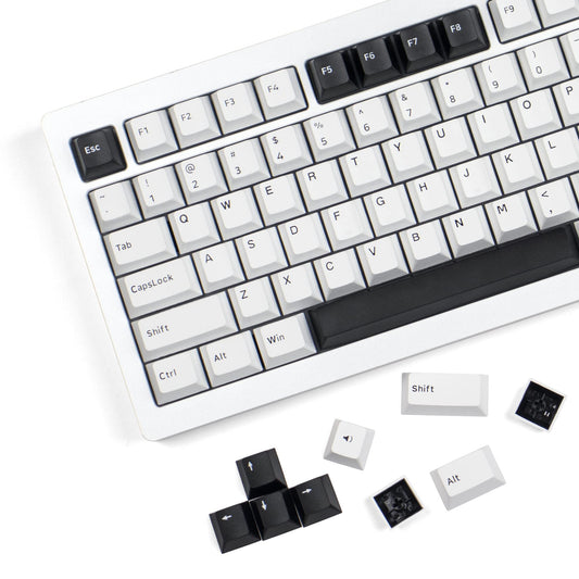 XVX Bow Keycaps - 168 Keys, Minimalist Style Black on White, Double Shot PBT Custom Keycaps, Cherry Profile for Cherry Gateron MX Switches