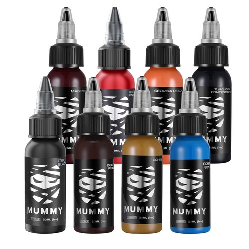 Mummy King Nut Tattoo Ink Set 8 Colors Evenly Long Lasting Vibrant and Bright, No Irritation Set 1 oz(30ml)