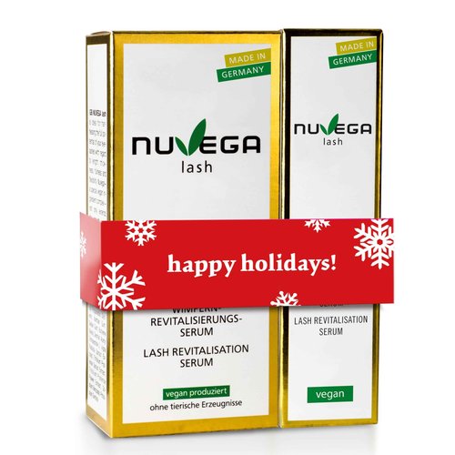 Nuvega Lash - Vegan Eyelash Serum & Eyebrow Serum Set I Longer Eyelashes in 4-6 Weeks I Lash and Eyebrow Growth Serum I Made in Germany I 1ml & 3ml