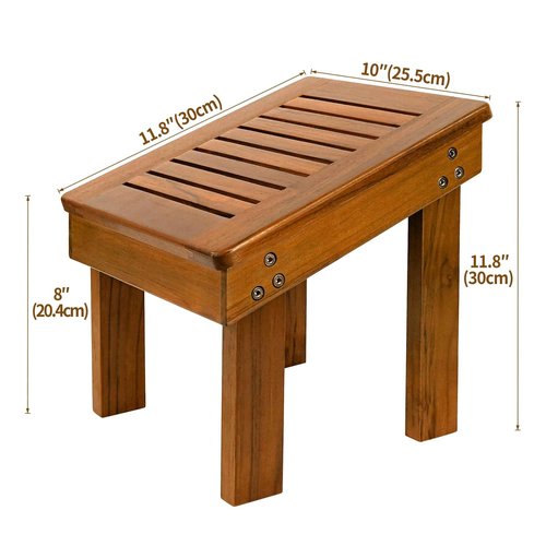 Utoplike Teak Wood Bath Mat for Bathroom and Shower Foot Stool for Shaving Legs