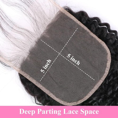 5x5 HD Lace Closure Jerry Curly Ultra-thin Transparent HD Lace Closure 12A Brazilian Virgin Human Hair Closure Free Part Pre Plucked with Baby Hair Natural Black 20 Inch