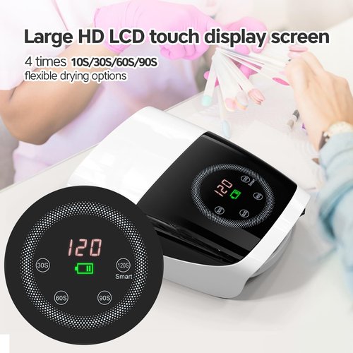 MINI LOP Cordless UV LED Nail Lamp, 132W Rechargeable Gel Nail Lamp Professional Nail Dryer Gel Polish UV Lights for Nails with 4 Timer Setting Quick Dryer Curing Lamp for Salon & Home (White)