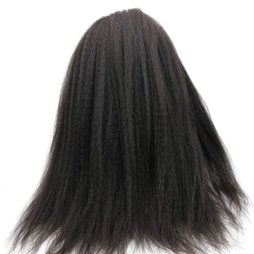 Dreambeauty 250% High Density Kinky Straight Lace Front Human Hair Wigs Brazilian Human Hair Lace Front Wig with Baby Hair for Women Natural Color (18 inch)