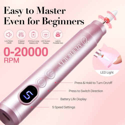 AZUREBEAUTY Dip Powder Nail Kit with Electric Nail Drill 24 Colors White Nude Glitter Nail Powder Starter Kit with Dip Liquids Base Top Coat Activator Portable Manicure French Nail Art Essential Set