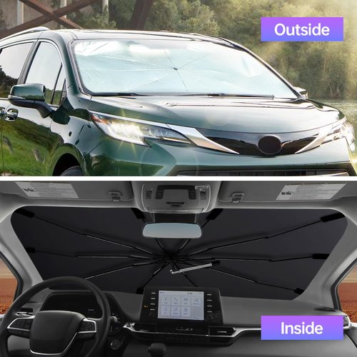 [2025 Upgrade] Windshield Sun Shade Umbrella, Scratch-Free Car Sunshade for SUVs, Foldable Automotive Interior Sun Protection | Highly UV Block Coating Auto Heat Shield Accessories(XX-Large)