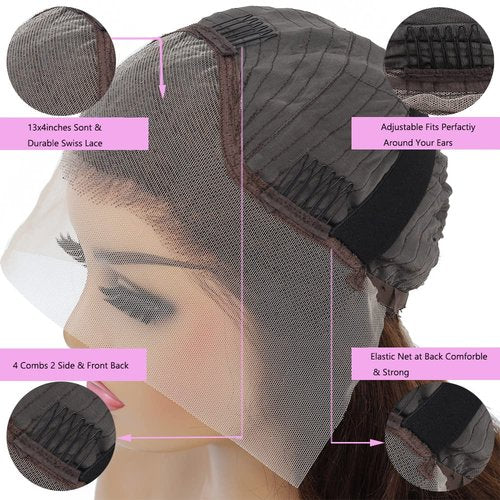 Ylleis 99J Burgundy Wine Red Color Body Wave 13x4 HD Lace Front Glueless Wigs Human Hair Pre Plucked Bleached Knots with Baby Hair Wigs Brazilian Human Hair Natural Hairline Wigs for Women(18Inch)