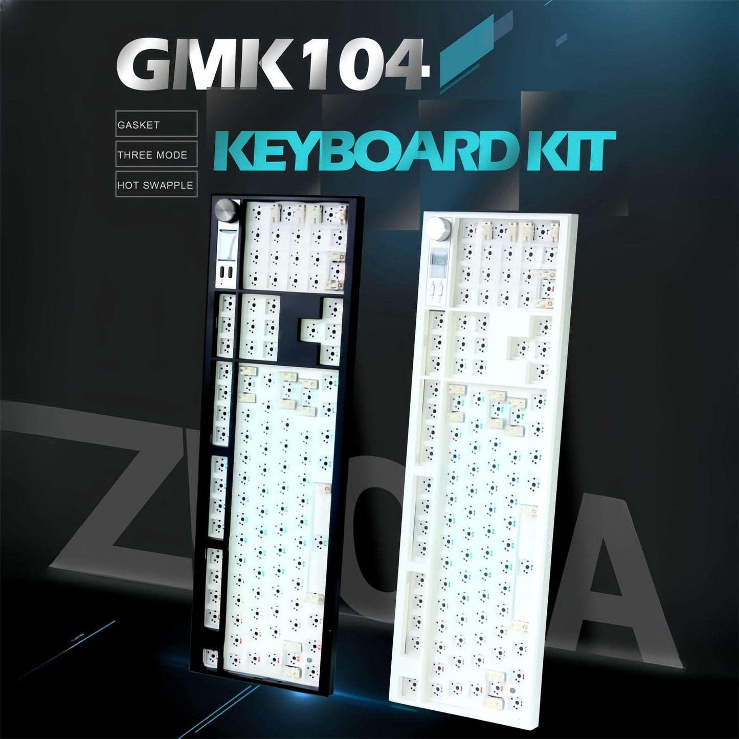 ZMX GMK104 Full Size Mechanical Keyboard Kit with Black Pink MOA Profile Keycaps Set