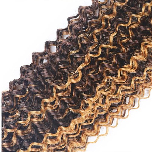 LOIUMGUU T1BP4/27 Honey Blonde Bundles Ombre Brown Kinky Curly Bundles 18 20 22 Inch Brown Mixed Blonde Human Hai Unprocessed Virgin Hair Extensions Double Weft