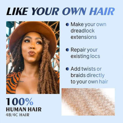 afro kinkys bulk human hair 8-28 inch afro kinky bulk 100% human hair for dreadlock extensions repair loc making twists (30#, 16inch(Pack of 2))