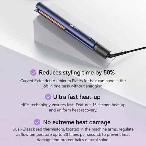 FURIDEN Curling Iron and Flat Iron in One, Hair Straightener Flat Iron for Women Global Use Travel Must Have, Professional Hair Tools(Gold)