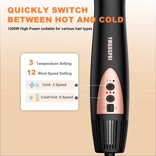 6 in 1 High-Speed Air Wrap Hair Styler,110,000 RPM Professional Hair Dryer Brush Set Fast Drying,No Heat Damage Multi-Styler,Blow Dryer Brush for Curling Straightening Volumizing Styling (Rose Gold)