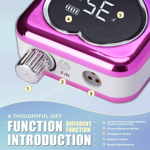 Electric Professional Nail Drill 35000 RPM,Electric Nail File Efile Machine Set,Rechargeable Acrylic Nail Tool Kit,Manicure Pedicure Gel Grinder Polish for Home Salon Teach(Sunset Blue)