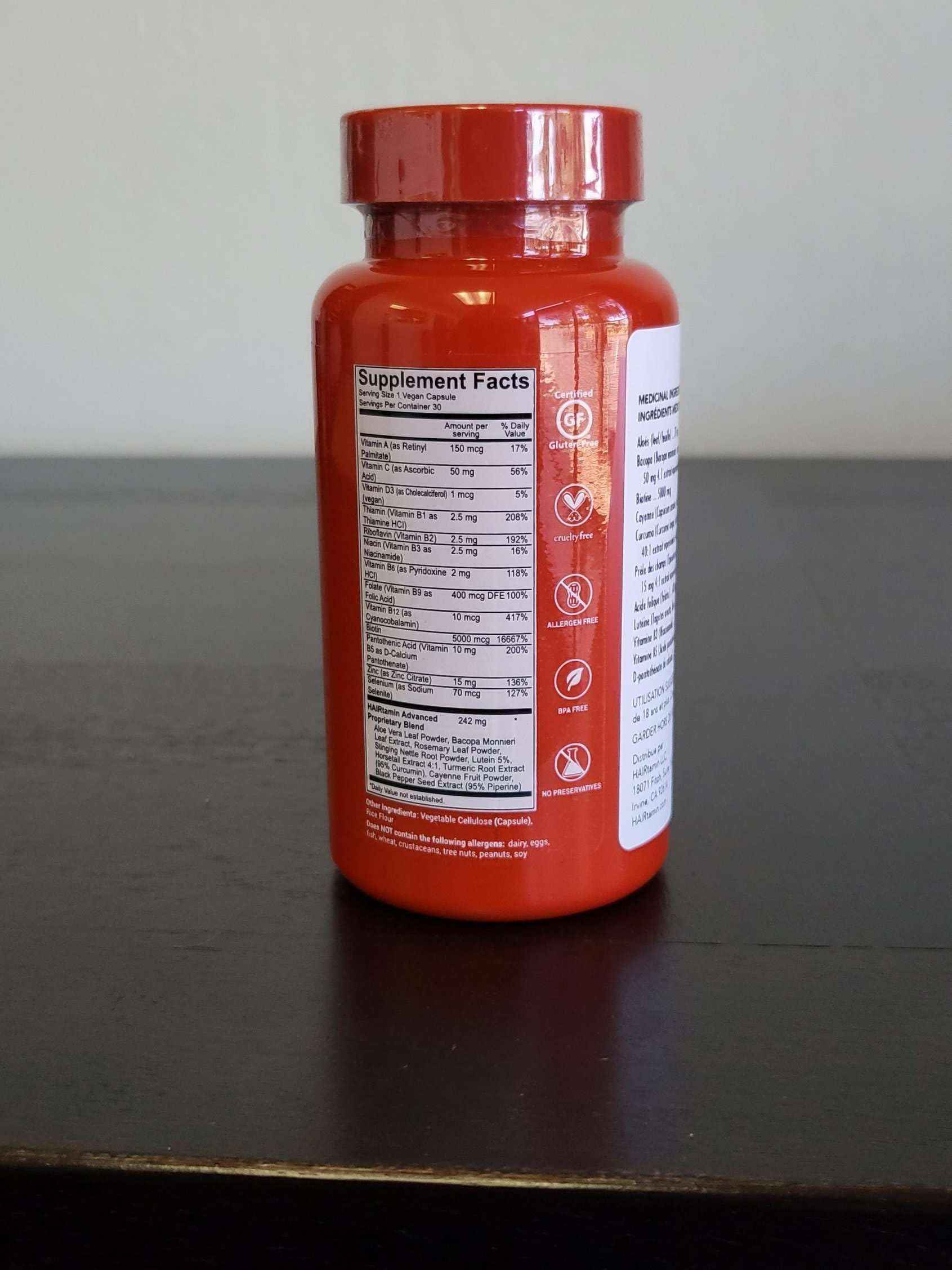 HAIRtamin Advanced Formula Hair Growth Supplement for Women & Men, Supports Stronger, Longer, Visibly Thicker Hair, With 5000 mcg Biotin, Vitamins & Antioxidants, 100% Vegan – 3 Month Supply