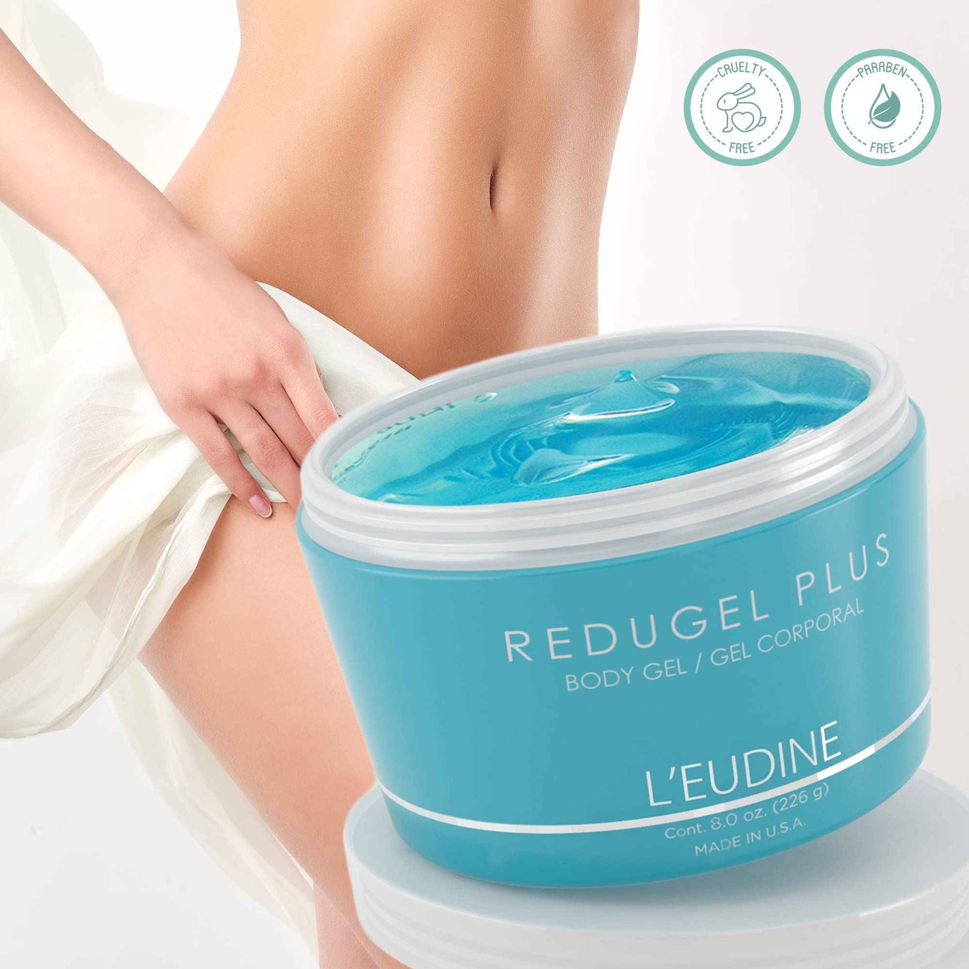 L’EUDINE Redugel Plus Skin Tightening Cream – Pack of 3 – 8oz Anti Cellulite Cream with Mint Oil, Field Horsetail, Marine Algae, Maca Extract – Powerful Non-Greasy Formula – Firming and Toned Skin