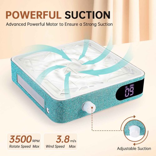 CHRISTINE SHELLY Nail Dust Collector, Cordless Dust Collector Nail Tech, Powerful Vacuum Fan Vent Dust Collector Extractor Dust Suction Machine for Acrylic Nails Polishing, Nail Salon, Lake Blue