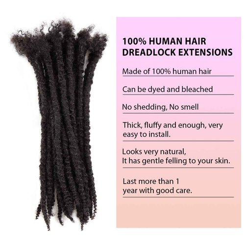 Orientdreads Textured Loc Extensions Human Hair, 100% Real Human Hair Dreadlock Extensions Handmade Permanent loc Extensions (#Natural Black - 0.8cm, 12 Inch 40 Strands)