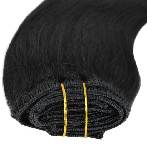 Black Hair Extensions Clip In Human Hair Remy Natrual Real Hair Straight 18" 100gm (18", 1B-Natural Black)