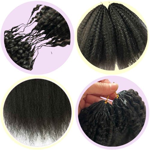 Knotless Pre-Separated Crochet Hair extensions Afro Kinky Straight hair feather crochet 100% human hair extensions for Women Natural Color 16 Inch 120g