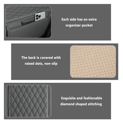 Stacool Upgraded Center Console Cover, Microfiber Leather Armrest Cover Cushion With 2 Storage Bags, Universal Car Armrest Storage Box Interior Accessories for Most Vehicles (Gray)