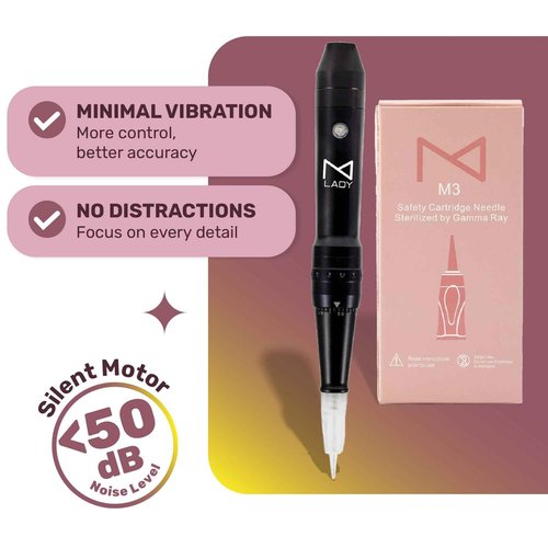 M Permanent Makeup Machine - Microblading Machine, Eyebrow Tattoo Machine - Microshading, Lip, Ombre Brows Machine - Wireless Machine Kit - Achieve Flawless Results (Machine, Pink)