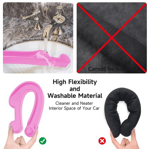 Car Seat Gap Filler Set of 2, Soft Foam Multifunctional Seat Side Gap Filler with Organizer & Hook Function, 3in1 Gap Stopper Universal Fit Car SUV Truck Fill The Gap Between Seat & Console（Pink）