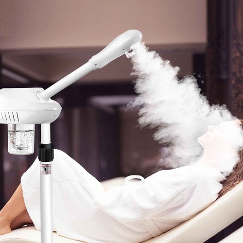 Professional Facial Steamer, Esthetician Steamer on Wheels with Hot Mist, Stand Face Steamer for Facial Deep Cleaning, Steamer for Facial for Personal Care or Spa, Moisturizing and Hydrating, White