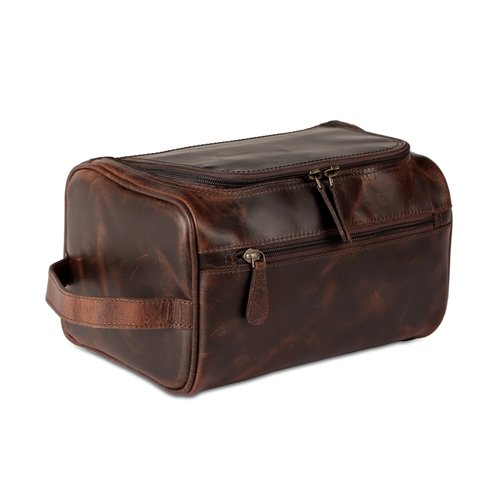 vintage crafts Genuine Leather Toiletry Bag for Men – Travel Dopp Kit with YKK Zippers & Metal Base, 9x6 Inches, Makeup Organizer Accessories Dopp Kit Bag