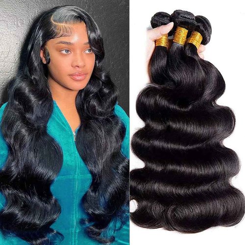 Cirvty 12A Human Hair Bundles 22 22 22 Inch Body Wave Bundles Human Hair Weave 3 Bundles Human Hair Weft Unprocessed Human Hair Bundles 100% Brazilian Human Hair Bundle Natural Black