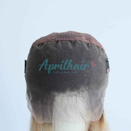 Aprilhair Pre-plucked Ombre #1B/27 Dark Root Honey Blonde 360 Lace Frontal Wigs Straight Glueless 150% Density Brazilian Virgin Human Hair With Baby Hair Full (12" inch, Straight)