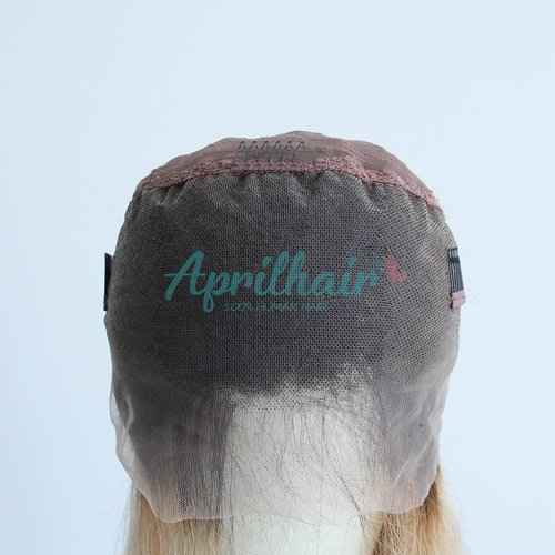 Aprilhair Pre-plucked Ombre #1B/27 Dark Root Honey Blonde 360 Lace Frontal Wigs Straight Glueless 150% Density Brazilian Virgin Human Hair With Baby Hair Full And Thick (10 Inch)
