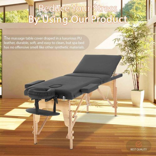 FDW Massage Bed Portable Massage Table 24 inch Wide Lash Bed 3 Folding Height Adjustable Spa Tables Foldable with Non-Woven Bag for Spa Footmassage Facial CareSpa Tattoo