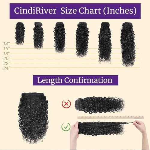 CindiRiver Curly Clip in Hair Extensions,Real Human Hair Water Wave Clip in Hair Extensions for Women,Remy Human Curly Clip ins Human Hair 8 Pcs with 20 Clips,24 inch