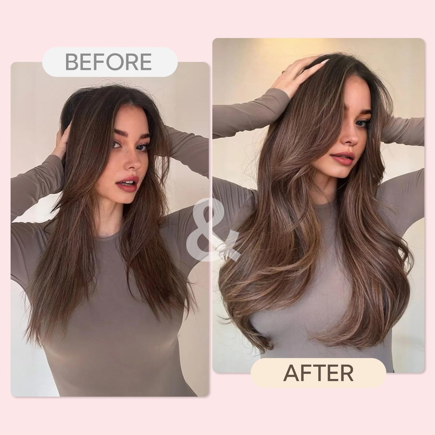 HOTBANANA Seamless Clip in Hair Extensions, 18 Inch 110g 7pcs Ombre Natural Black Mixed Chestnut Brown Invisible PU Skin Weft Straight Remy Human Hair Extensions